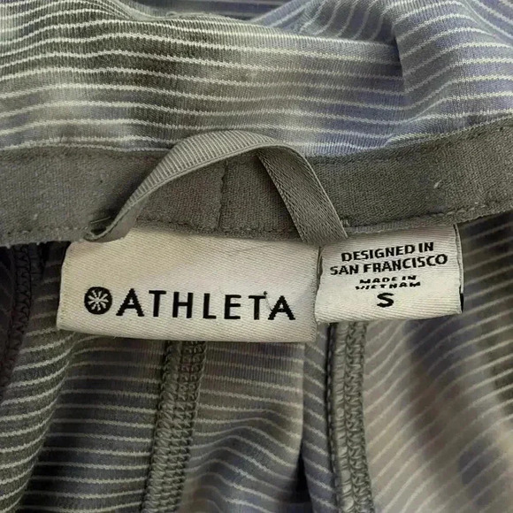 Athleta Women's Blue Gray Stripped Full Zip Thumbhole Jacket Small - Picture 7 of 8